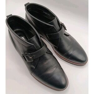 Trotters Black Leather Monk Strap Ankle Boots Women's 8.5M Dress‎ Comfort